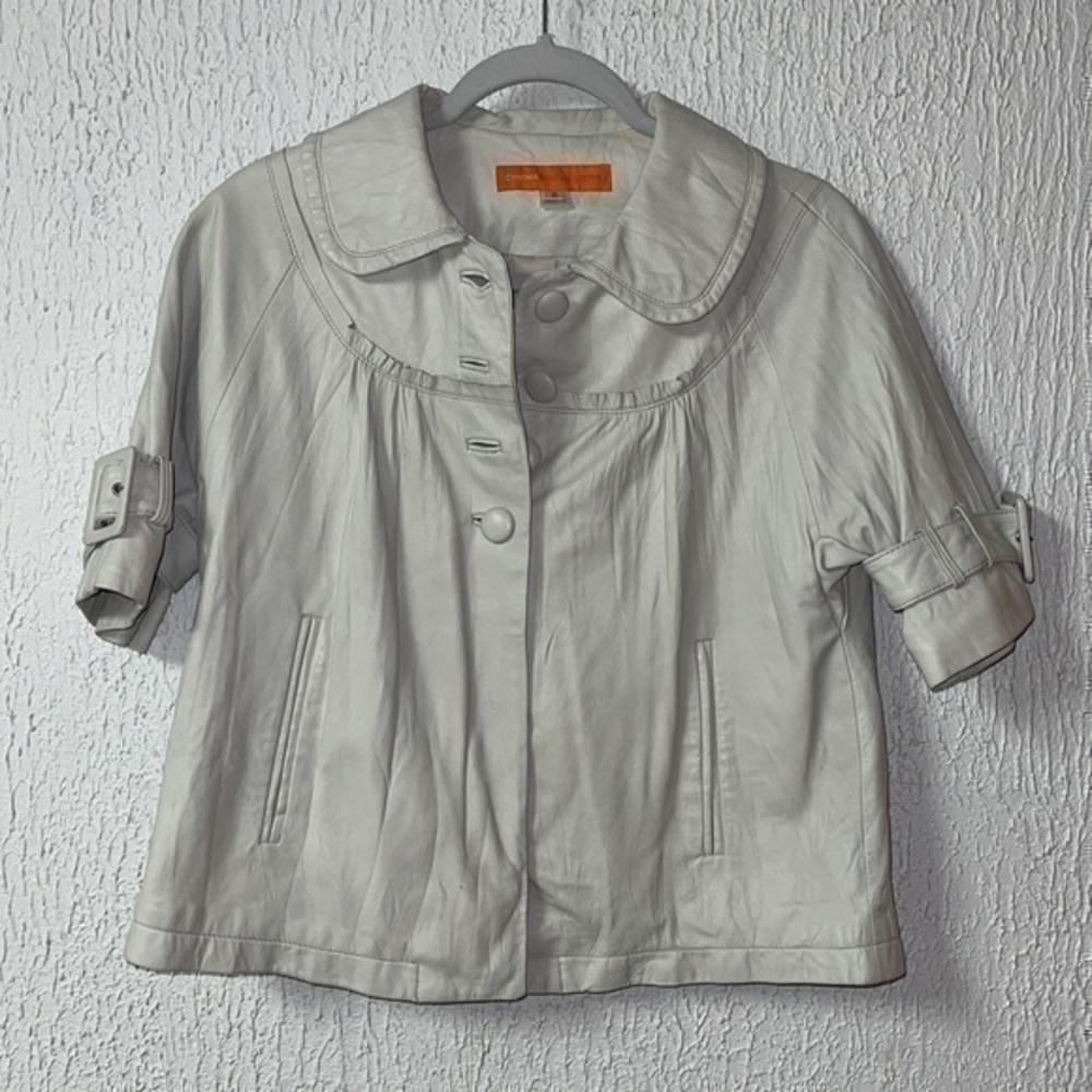 Cynthia Steffe White Leather Swing Jacket